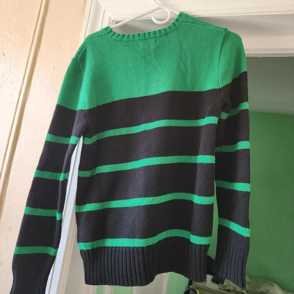 Polo men's sweater green and blue stripes. - Picture 3 of 8